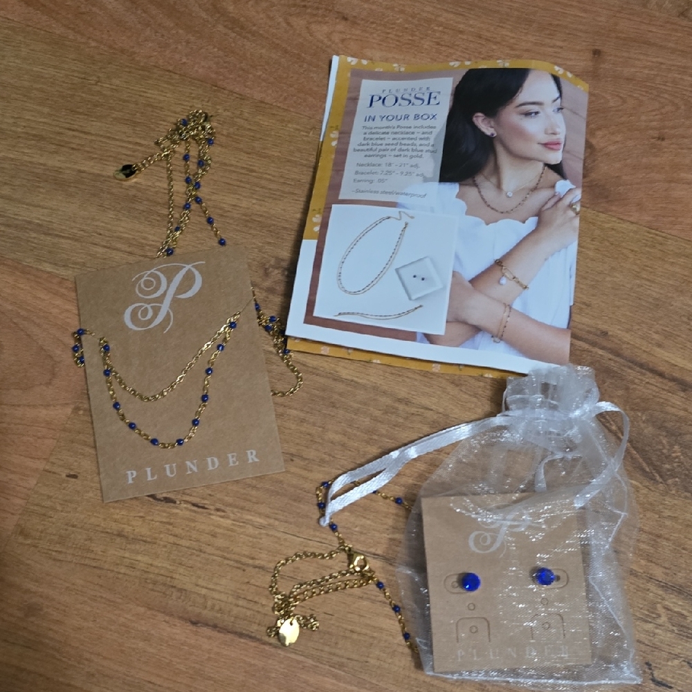 Plunder Gold Necklace with Blue Accents